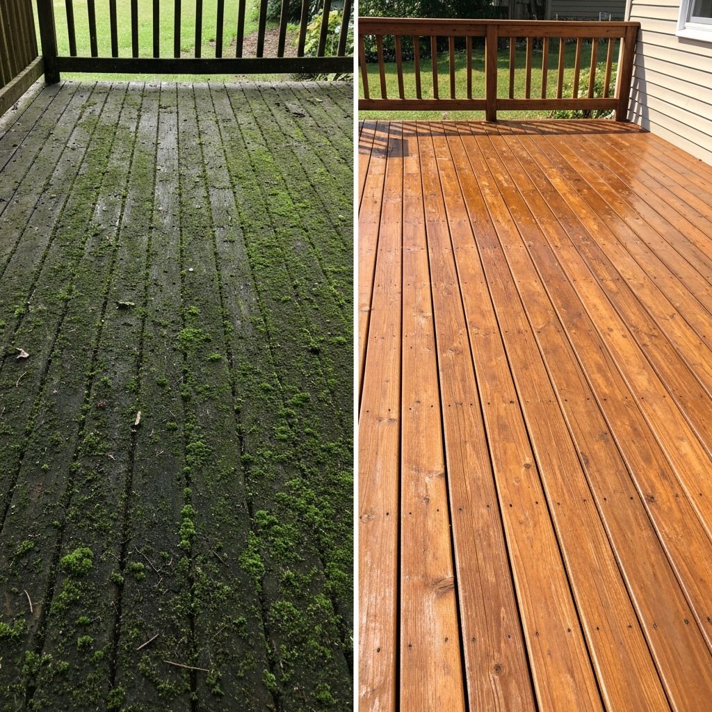 Before and after deck washing